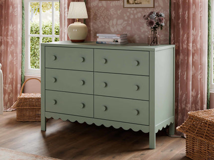 M27826LS,DaVinci,Sammy Scallop 6-Drawer Dresser in Light Sage