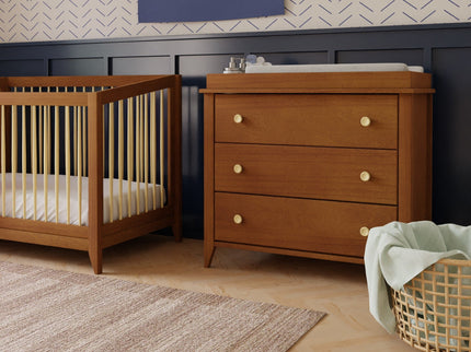 M10323CTN,Babyletto,Sprout 3-Drawer Changer Dresser in Chestnut and Natural Finish