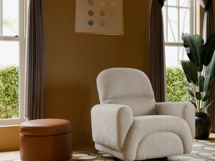 M22885TANLB,Babyletto,Naka Storage Ottoman in Vegan Tan Leather w/ Light Wood Base