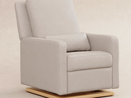 M23085PBEWLB,Babyletto,Sigi Glider Recliner w/ Electronic Control and USB in Performance Beach Eco-Weave w/Light Wood Base