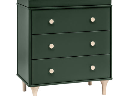 M9023FRGRNX,Babyletto,Lolly 3-Drawer Changer Dresser w/Removable Tray  Forest Green/Washed Natural