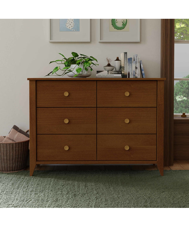 M10326CTN,Babyletto,Sprout 6-Drawer Double Dresser in Chestnut and Natural
