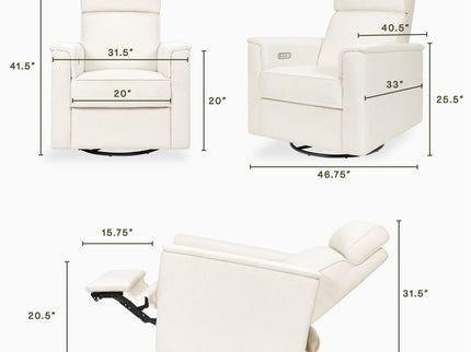 B17186YC,Monogram by Namesake,Willa Plus Power Glider Recliner w/ Power Headrest in Ivory Corduroy