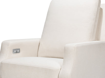 M22286PCMEWLB,Namesake,Crewe Electronic Swivel Glider Recliner in Performance Cream Eco-Weave w/Light Wood Base