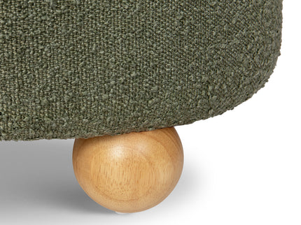 M30985POBHF,Namesake,Tuffet Storage Ottoman in Performance Olive Boucle w/Honey Ball Feet