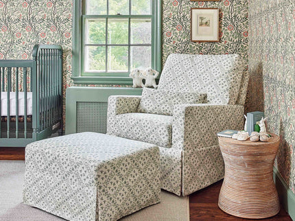 M21785GLT,Namesake,Sarah Flint x Namesake Crawford Gliding Ottoman in Green Lattice Performance Eco-Weave