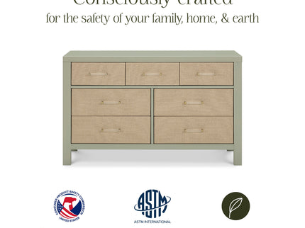 M24816FSPSEW,Namesake,Eloise 7-Drawer Assembled Dresser in French Sage and Performance Sand Eco-Weave
