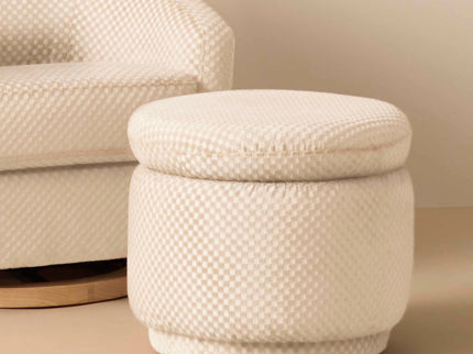 M22985IVC,Babyletto,Enoki Storage Ottoman in Ivory Velvet Checker