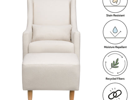 M11287PCMEW,Babyletto,Toco Swivel Glider and Ottoman in Performance Cream Eco-Weave w/Natural Feet