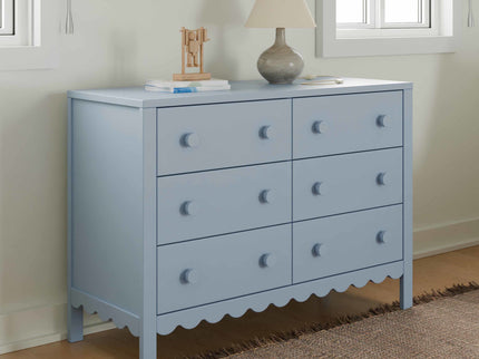 M27826PB,DaVinci,Sammy Scallop 6-Drawer Dresser in Powder Blue