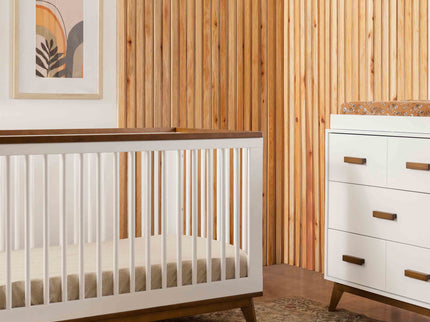 M5801WNL,Babyletto,Scoot 3-in-1 Convertible Crib w/ToddlerBed Conversion Kit in White/NaturalWalnut