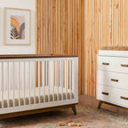 M5801WNL,Babyletto,Scoot 3-in-1 Convertible Crib w/ToddlerBed Conversion Kit in White/NaturalWalnut