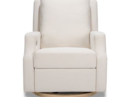 M22286PCMEWLB,Namesake,Crewe Electronic Swivel Glider Recliner in Performance Cream Eco-Weave w/Light Wood Base