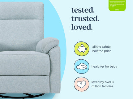 M24388HBL,DaVinci,Suzy Electronic Swivel Recliner in Heathered Blue