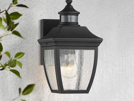 John Timberland Beaufort 12" Black Motion Sensor Outdoor Wall Light