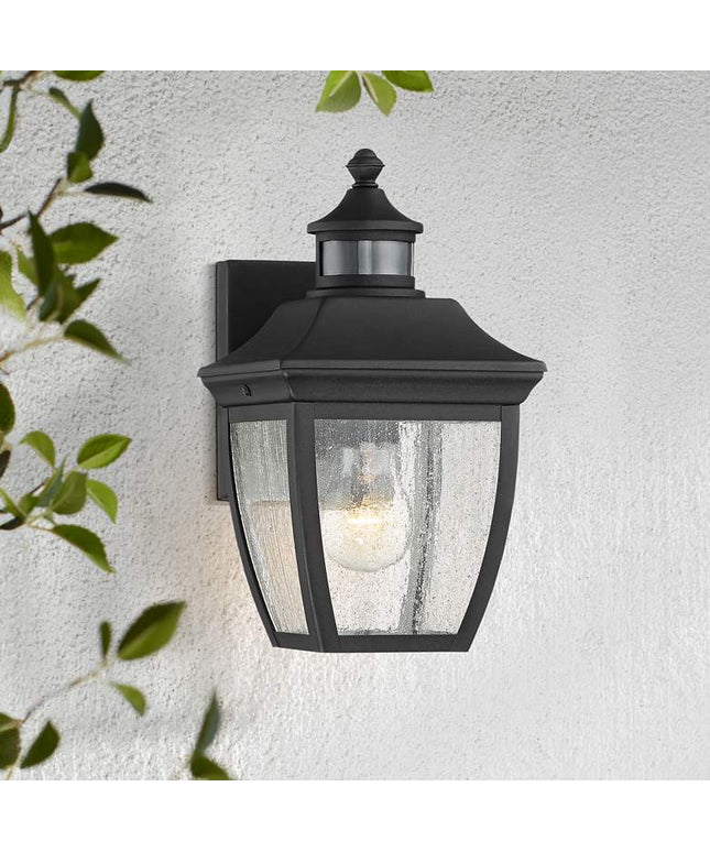 John Timberland Beaufort 12" Black Motion Sensor Outdoor Wall Light