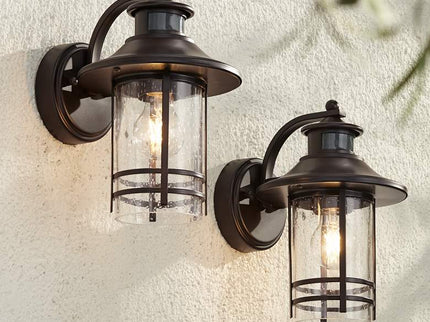 John Timberland Galt 11 1/4" Bronze Motion Sensor Outdoor Lights Set