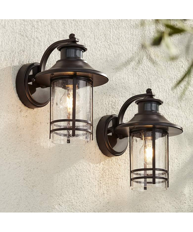 John Timberland Galt 11 1/4" Bronze Motion Sensor Outdoor Lights Set