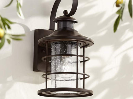 John Timberland Hogan 14" High Bronze Motion Sensor Outdoor Wall Light