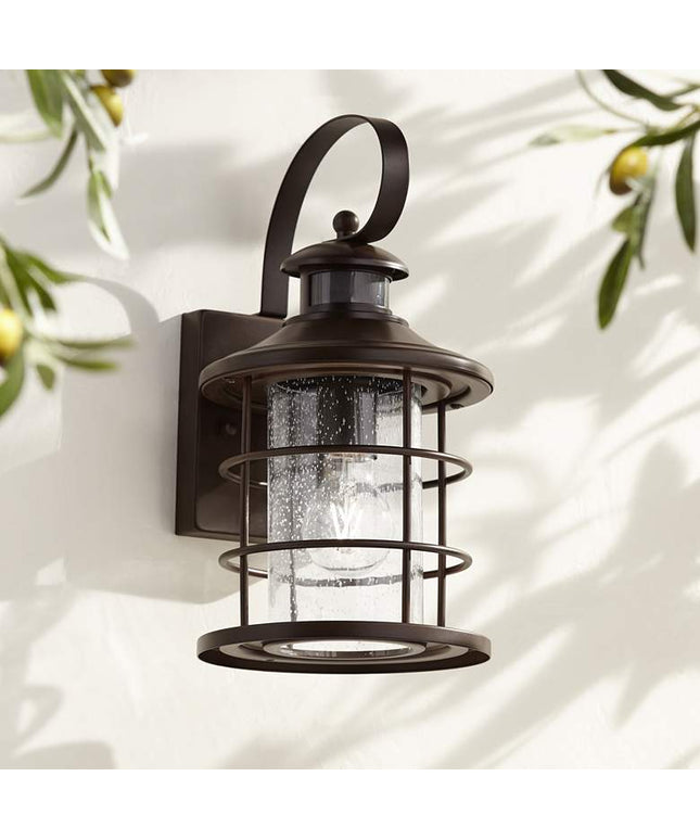 John Timberland Hogan 14" High Bronze Motion Sensor Outdoor Wall Light