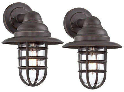 John Timberland Marlowe 13 1/4" High Bronze Cage Wall Sconces Set of 2