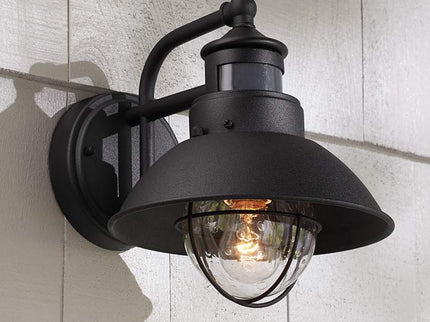John Timberland Oberlin 9" Black Dusk to Dawn Motion Sensor Barn Light