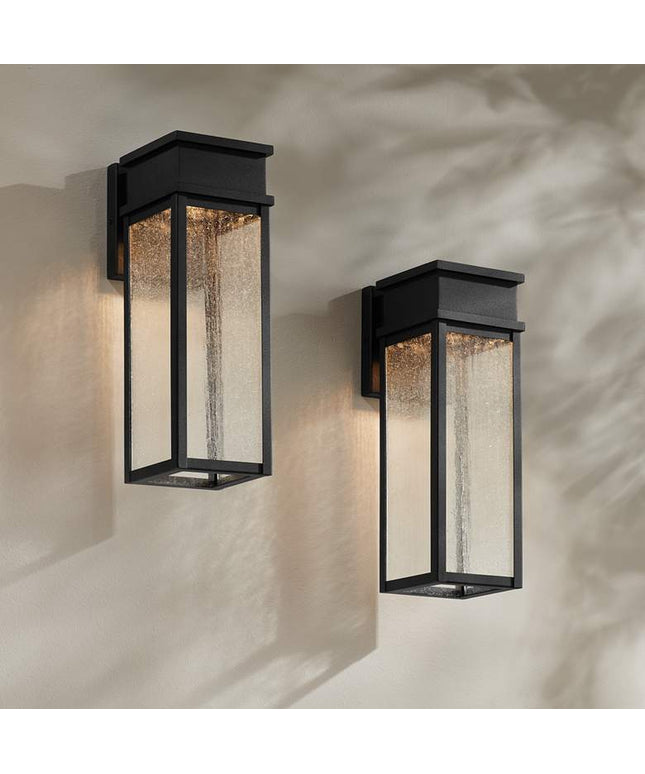 John Timberland Sintef 14 1/4" Sand Black LED Outdoor Lights Set of 2