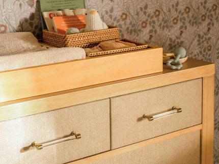 M24816HYPSEW,Namesake,Eloise 7-Drawer Assembled Dresser in Honey & Performance Sand Eco-Weave