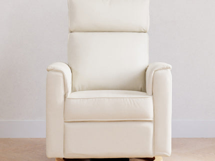 B17186PCMEWLB,Monogram by Namesake,Willa Plus Power Glider Recliner w/ Power Headrest in Performance Cream Eco-Weave w/Light Wood base