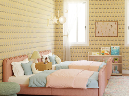 M31369PRSBRY,Babyletto Kids,Rizo Twin Bed in Performance Rose Boucle w/Raspberry Piping