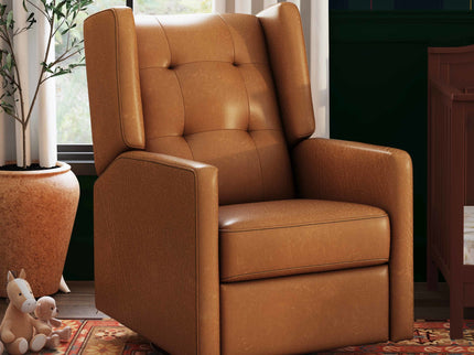 M21287VTL,DaVinci,Maddox recliner and swivel glider in Vegan Tan Leather