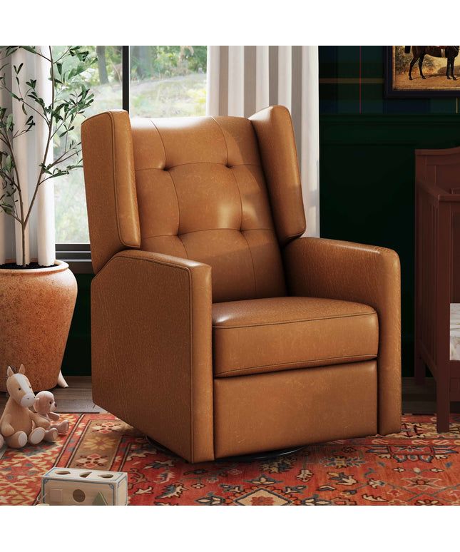 M21287VTL,DaVinci,Maddox recliner and swivel glider in Vegan Tan Leather