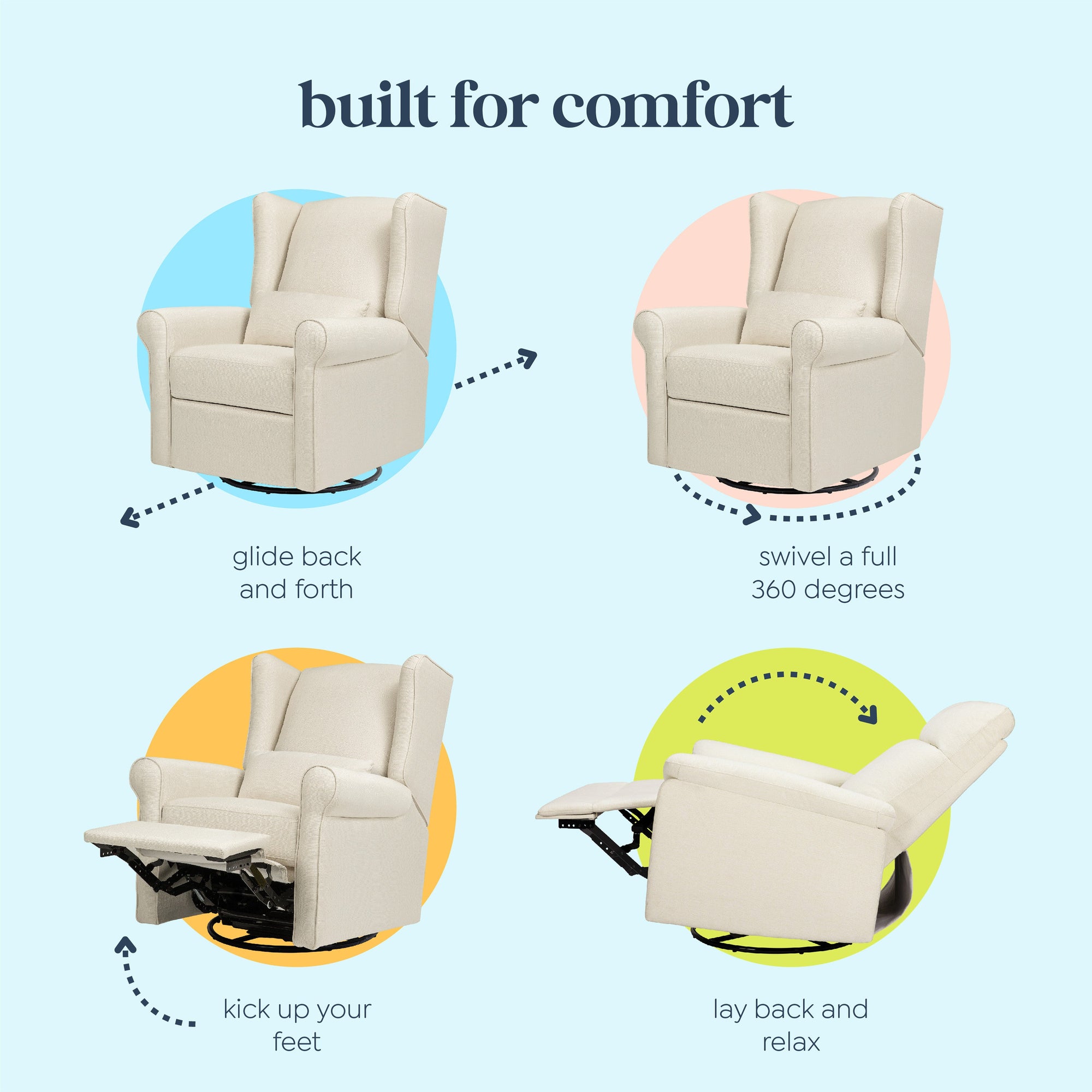 M21887NO,DaVinci,Hayden Recliner and Swivel Glider in Natural Oat