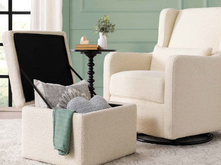 F18787WB,Carter's,Adrian Swivel Glider with Storage Ottoman in Ivory Boucle