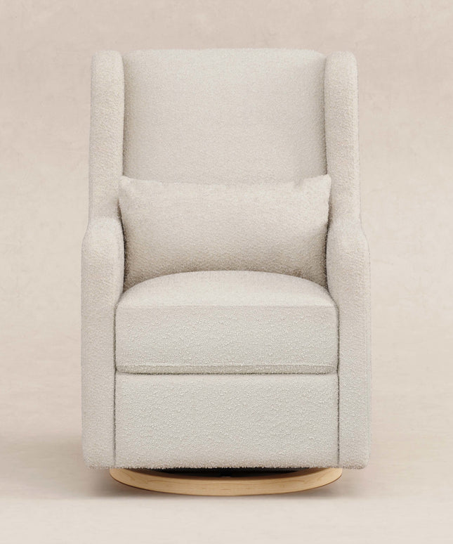 M22187WBLB,Babyletto,Wally Swivel Glider in Ivory Boucle w/Light Wood Base