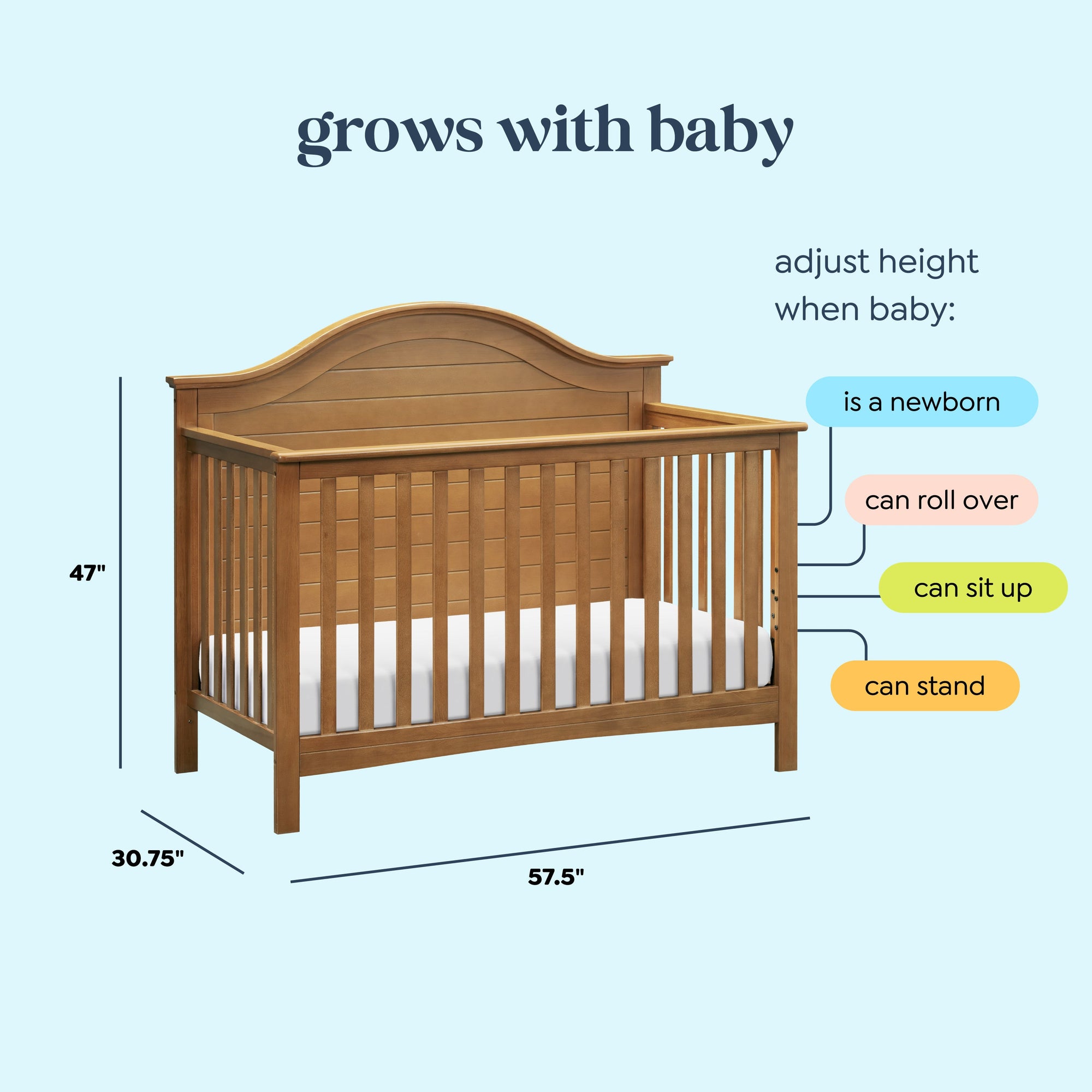 F16901CT,Carter's,Nolan 4-in-1 Convertible Crib in Chestnut