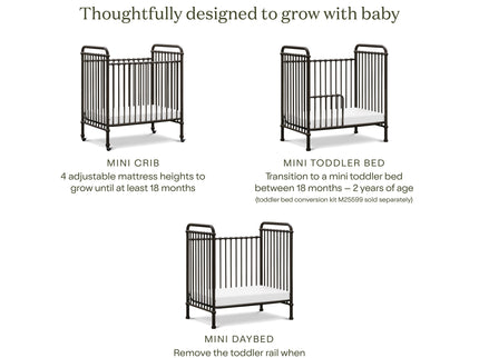 M15598UR,Namesake,Abigail 3-in-1 Convertible Mini Crib in Vintage Iron
