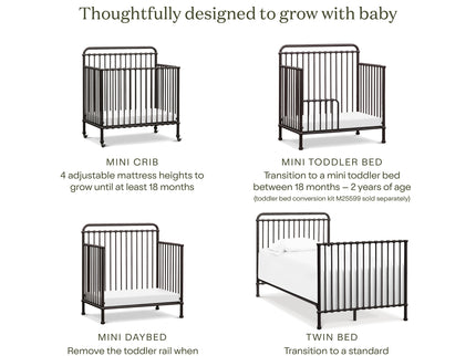 M15398UR,Namesake,Winston 4-in-1 Convertible Mini Crib in Vintage Iron
