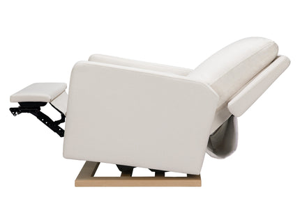 M23085PCMEWLB,Babyletto,Sigi Glider Recliner w/ Electronic Control and USB in Performance Cream Eco-Weave w/Light wood base