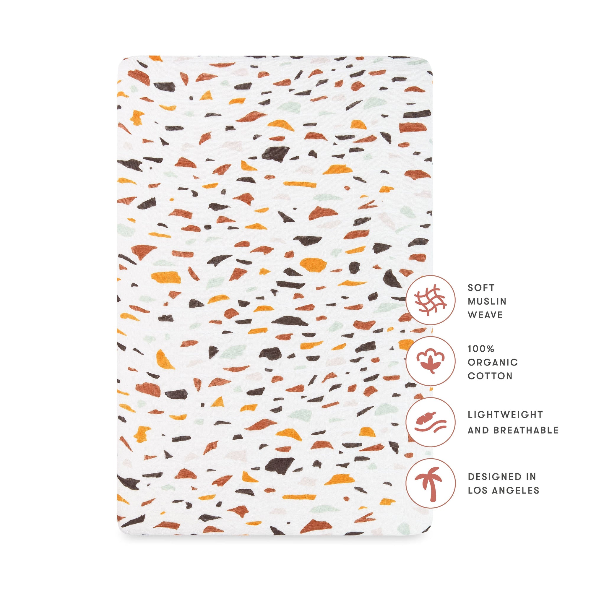 T29134,Babyletto,Terrazzo Muslin All-Stages Bassinet Sheet in GOTS Certified Organic Cotton