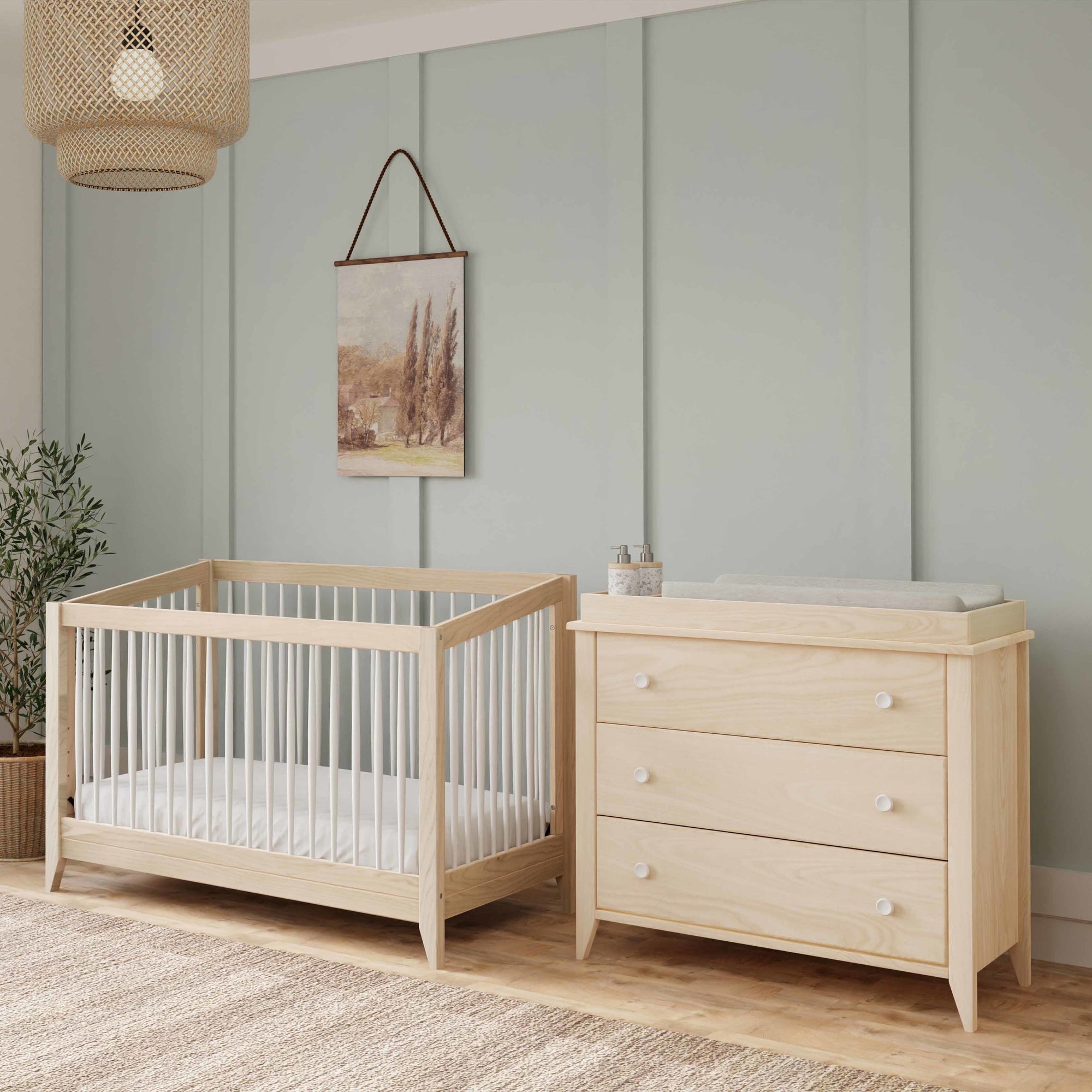 M10301NXW,Babyletto,Sprout 4-in-1 Convertible Crib w/Toddler Bed Conversion Kit in W Natural/White