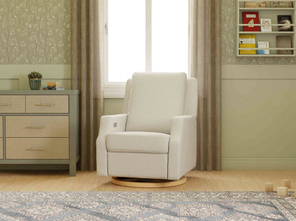 M22286FCSLB,Namesake,Crewe Electronic Swivel Glider Recliner in Fog Chatham Stripe Performance Eco-Weave w/LB