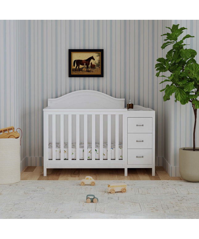 M12881W,DaVinci,Charlie 4-in-1 Convertible Mini Crib & Changer in White