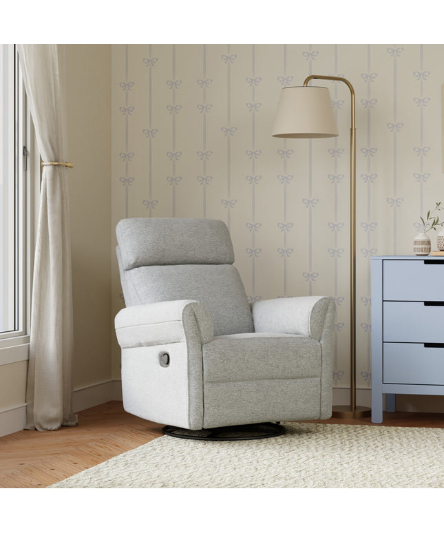 M24386FTG,DaVinci,Suzy Flex Swivel Recliner w/ Adj. Arms & Headrest in Frost Grey