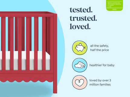 M27801TRD,DaVinci,Sammy Scallop 4-in-1 Convertible Crib in Strawberry Red