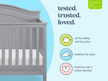 M12801G,DaVinci,Charlie 4-in-1 Convertible Crib in Grey