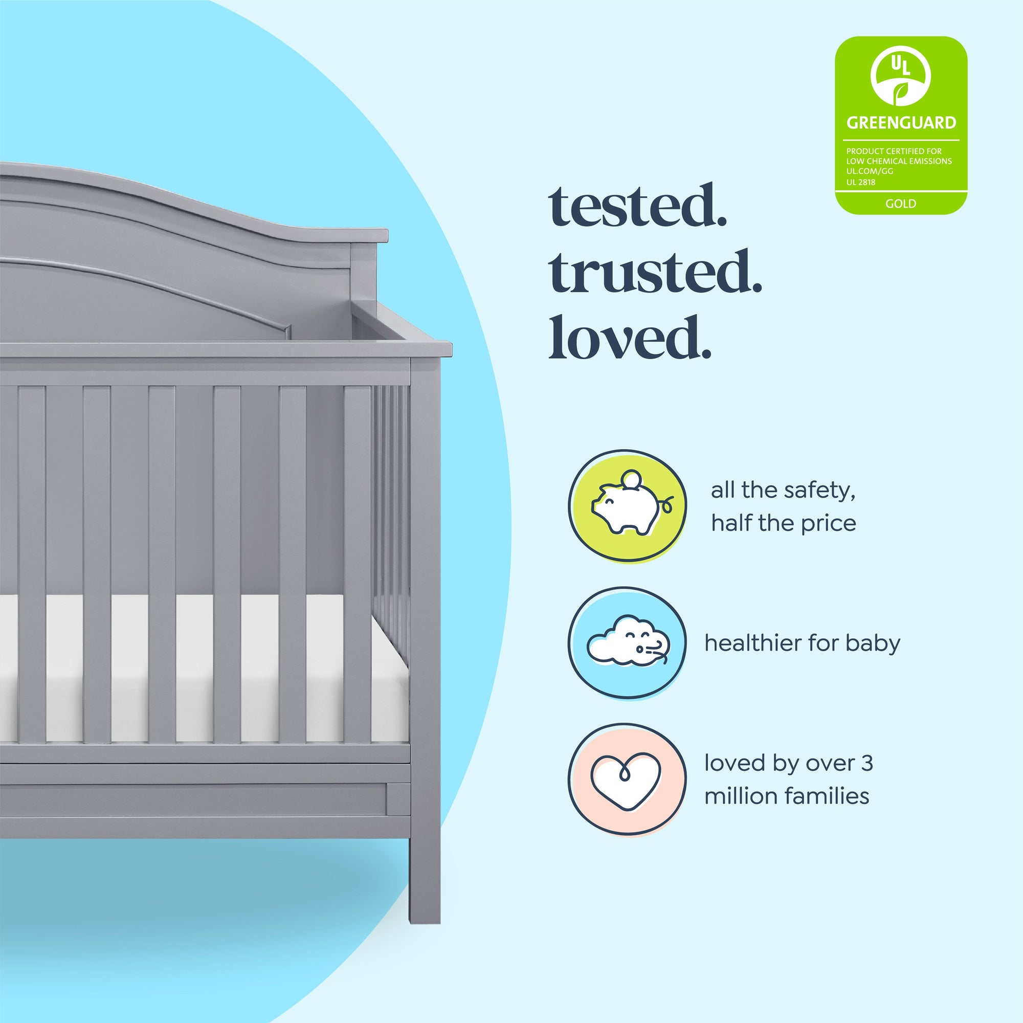 M12801G,DaVinci,Charlie 4-in-1 Convertible Crib in Grey