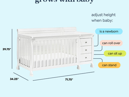 M5582W,DaVinci,Kalani 4-in-1 Convertible Crib & Changer in White