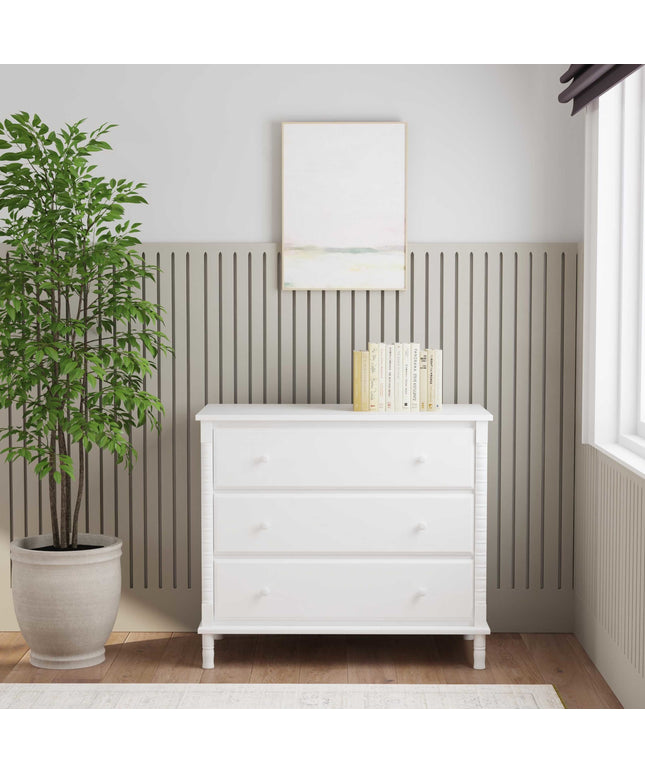 M7323W,DaVinci,Jenny Lind Spindle 3-Drawer Dresser in White
