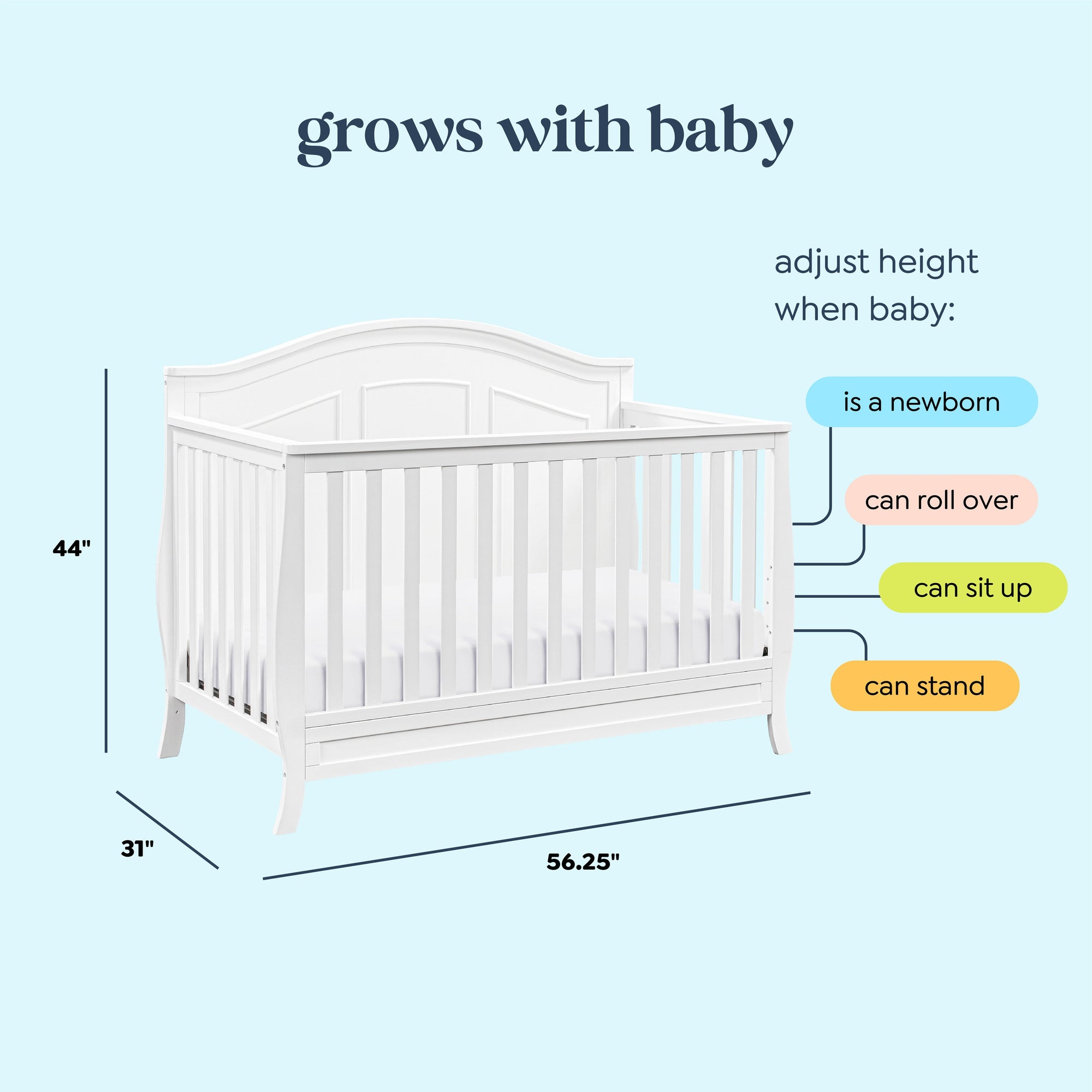 M20101W,DaVinci,Emmett 4-in-1 Convertible Crib in White